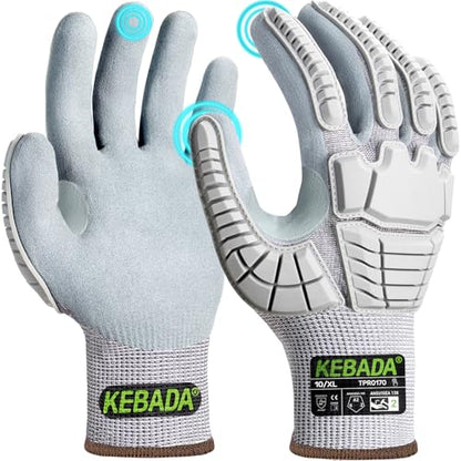 Kebada Impact Protection Gloves, ANSI A2 Cut Resistant, 1/3 Pairs - color: Grey (1 Pair), size: XXXS