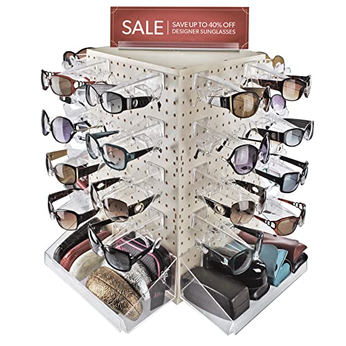 Azar Displays 701414-WHT Rotating Display Stand - 4-Sided Display Racks for Craft Shows - Peg Display Carousel (14” W x 14” D x 20” H) - Easy Assemble Revolving Display for Retail - Pegboard Organizer (White) - color: White, style: Pegboard only