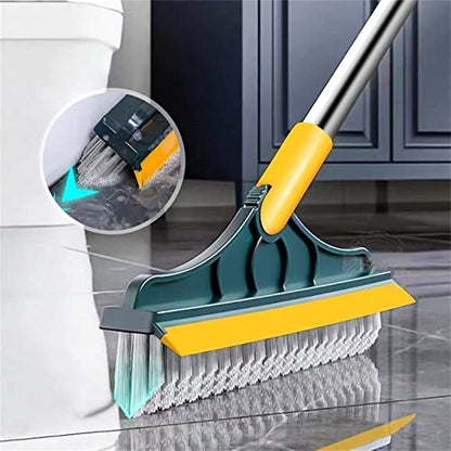 2 in 1 Floor Brush Scrubber with Long Handle Grout Brush 3 Poles 53.5'' New Upgrade Stiff Bristle Cleaning Scrub Brush with Squeegee 120°Rotating Tile Brush for Cleaning Bathroom Glass Patio Kitchen - color: Green