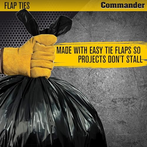 Commander 42 Gallon 3 MIL Black Heavy Duty Contractor Bags - 33" x 45" - Pack of 20 - For Contractor, Industrial, & Commercial - style: 42 Gal, 3 Mil, 20 Count