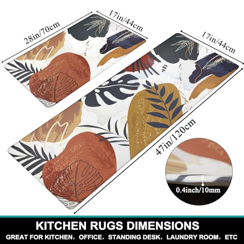 Homcomoda Boho Kitchen Rugs Set of 2 Non Skid Kitchen Mats for Floor Cushioned Anti Fatigue Kitchen Floor Mats Waterproof Comfort Mats for Standing Sink Laundry - color: Boho Blue, size: 17.3"x28"+17.3"x47"/0.4inch