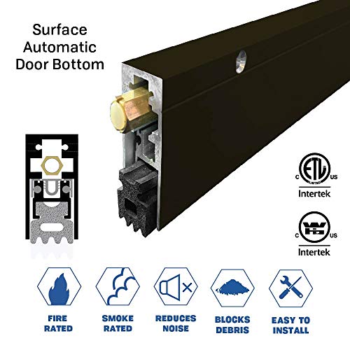 Fire Rated/Heavy Duty/Surface Automatic Door Bottom with Sponge Neoprene Rubber Extrusion in Black Anodized Aluminum (7163BK), SMS #8 x 1-1/2'' Supplied, (30'' L x 29/32'' W x 1-29/32'' H) - color: Black Anodized Aluminum, size: 30''