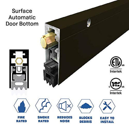 Fire Rated/Heavy Duty/Surface Automatic Door Bottom with Sponge Neoprene Rubber Extrusion in Black Anodized Aluminum (7163BK), SMS #8 x 1-1/2'' Supplied, (30'' L x 29/32'' W x 1-29/32'' H) - color: Black Anodized Aluminum, size: 30''