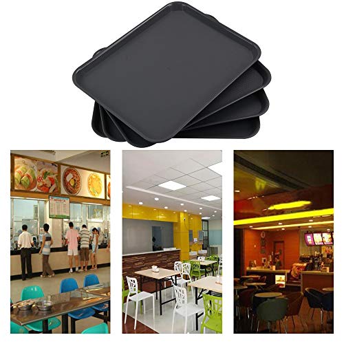 Plastic Fast Food Trays, Cafeteria Trays, 4 Pack Serving Trays (Grey) - color: Gray