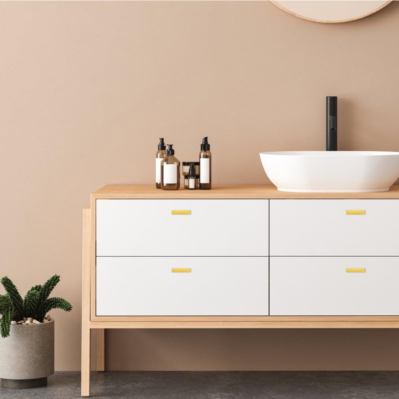 3 Pack Brushed Brass Cabinet Knobs, 2in Length T-Square Bar Drawer Pulls - color: Brushed Brass, size: 3 Pack, style: Sqaure Bar