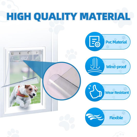 2 Pack XL Replacement Dog Door Flaps with 78 Inch Long Sealing Strip - size: Extra Large 9.88" x 18" +78 Inch Sealing Strip