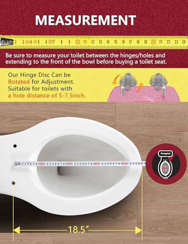 Angol Shiold ELONGATED Pink Glitter Resin Slow Close Toilet Seat 18.5Inch - color: Pink Glitter