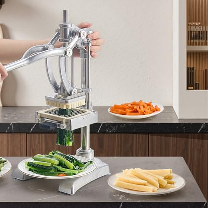 VEVOR French Fry Cutter, Ergonomic Potato Slicer with 3 Blades (1/2", 3/8", 1/4") & Juicer Plate, Easy-Replace Vegetable Chopper Dicer for Carrot, Onion, Lemon, Ideal for Home & Commercial Kitchens - size: 1/4" + 3/8" + 1/2" + Juicer Plate
