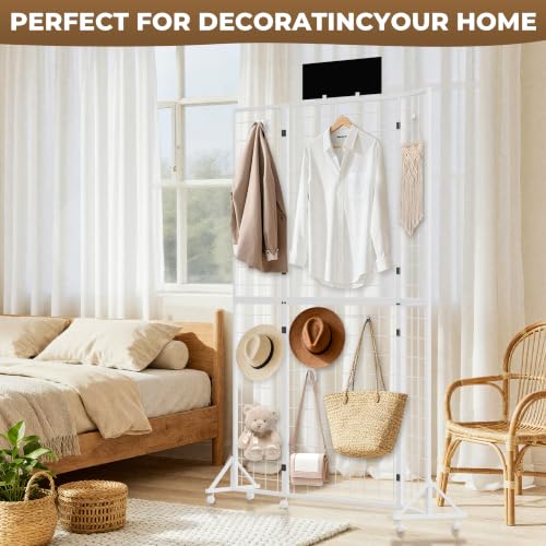 Foldable Grid Wall Panel, Gridwall Display Stand with Notice board - color: White