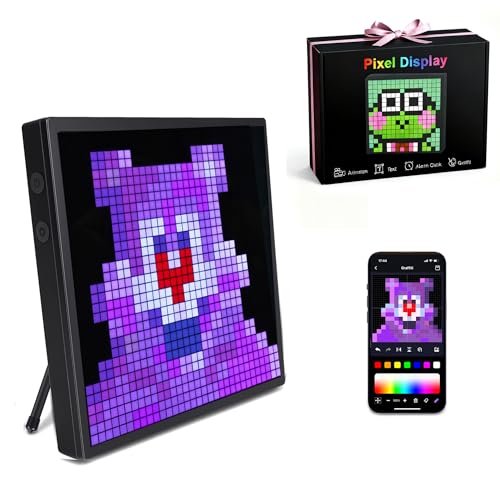 32x32 Programmable LED Pixel Screen, Digital Alarm Clock Matrix Panel, Pixel Light Art Display with APP Control, DIY Graffiti Animation Message Board Gift for Gamers Men&Women, Him/Her, Boys & Girls - size: 32*32