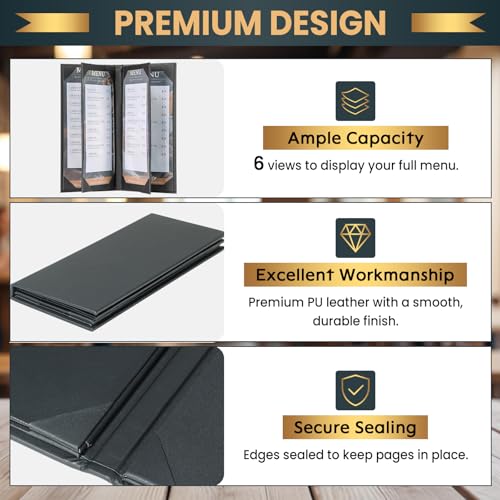 12 Pack 6 View Menu Holder Menu Covers 4.25" x 11" - size: 6 View