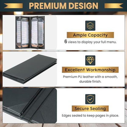 12 Pack 6 View Menu Holder Menu Covers 4.25" x 11" - size: 6 View
