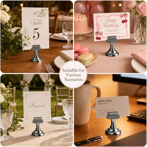 ERYTLLY 16 PK Place Card Holders 1.7 inches Table Card Holder Steel Card Holders for Weddings,Birthdays,Photos, Memo Notes, Restaurants (Black) - color: Black