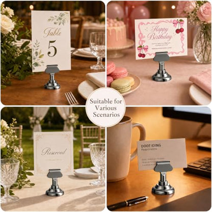 ERYTLLY 16 PK Place Card Holders 1.7 inches Table Card Holder Steel Card Holders for Weddings,Birthdays,Photos, Memo Notes, Restaurants (Black) - color: Black