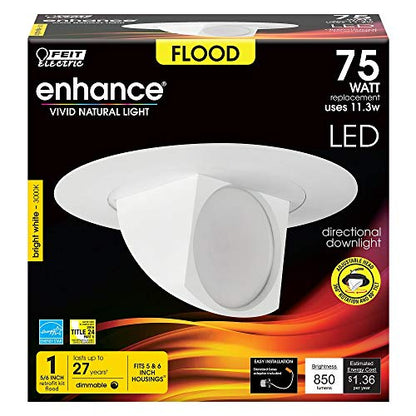 Feit Electric 5/6 Inch LED Directional Downlight, 75W Eq, Bright White - color: Bright White, size: 5-6 Inch (Pack of 1)