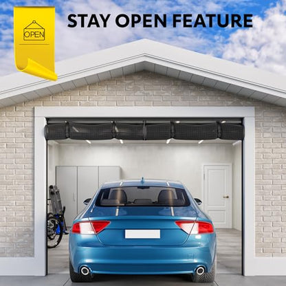 AUGO Garage Door Screen Magnetic Closure - Garage Screen Doors for 1 Car Garage Pull Down - Magnetic Screen Door Mesh - Heavy Duty Weighted Bottom - Pet & Kid Friendly - Keep Open Feature - 9' x 7' - size: 9 FT x 7 FT