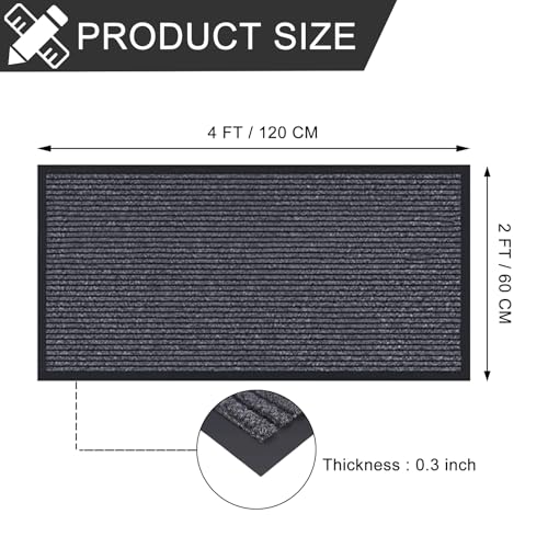 CHICHIC 2'x4' Indoor Outdoor Heavy Duty Door mat, Welcome Front Door Mat for Home Entrance, Super Water Absorbent Large Commercial Floor Mats, Non Slip Rubber Back Entryway Rugs for Garage (Grey) - size: 2'x 4'