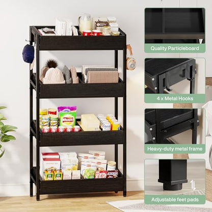 Tribesigns 4-Tier Retail Display Rack Stand, Wooden Snack Candy Rack, Heavy-Duty Wood Metal Concession Stands, Storage Shelf Organizer for Potato Chip (2, Black) - color: Black