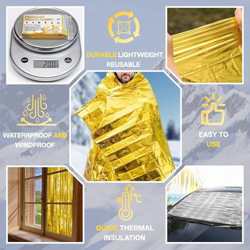 Emergency Blankets Mylar Thermal Blanket of Gigantic Space Blanket Survival Blankets Camping Gear,First Aid (Gold and Silver,130 * 210cm) - color: Gold and Silver, size: 130*210cm