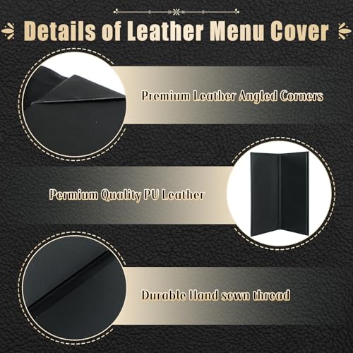 Menu Covers 4.25 x 11", 5 Pack 2 View Leather Restaurant Menu Holders - size: 2 Page 2 View