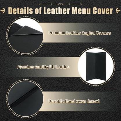 Menu Covers 4.25 x 11", 5 Pack 2 View Leather Restaurant Menu Holders - size: 2 Page 2 View