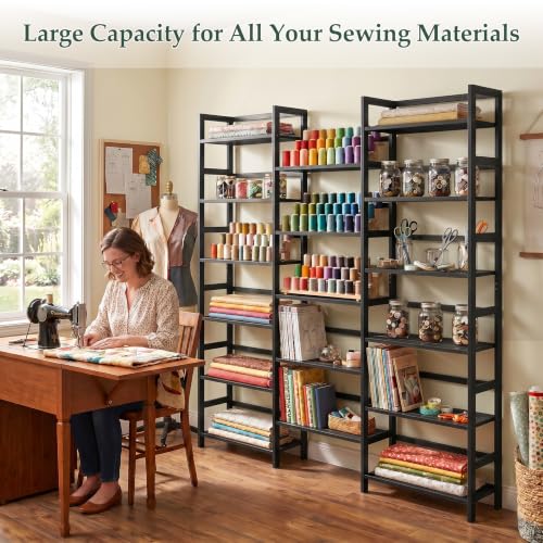 Homykic 6-Tier Bamboo Bookshelf, 61” Triple Wide Bookshelves and Bookcases - color: Black, size: Triple Wide