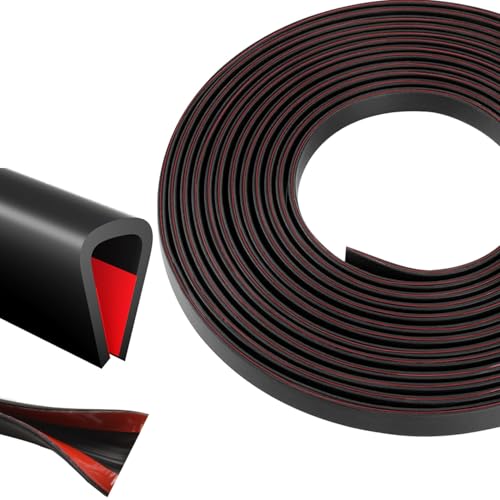 Silicone Edge Trim Self-Adhesive U Channel Silicone Edge Trim Edge Protector for Sheet Metal (Black, Fit 1/4" - L 20') - color: Black, size: Fit 1/4" - L 20'