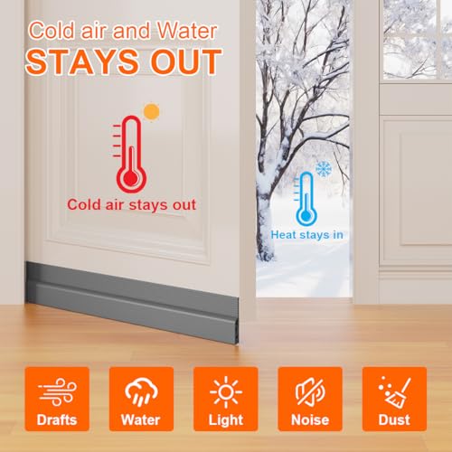 Door Draft Stopper for Bottom of Door, Adjustable Weather Stripping Door Seal for Cold Insulation, Under Door Sweep for Exterior & Interior Doors, Door Bottom Seal Blocker Noise (78inch,Grey) - color: Gray, size: 78inch