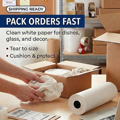 BOX USA White Newsprint Paper Roll 30x17280" (1440'), Recycled for Packing - size: 30"