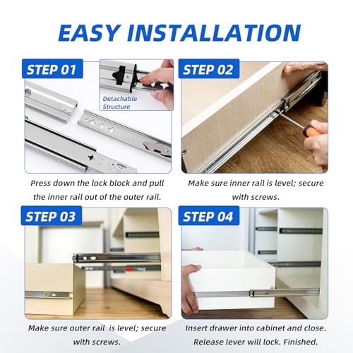 Heavy Duty Drawer Slides (Load:250 lb (No Lock) -W:53mm, 16 Inch) - size: 16 Inch, style: Load:250 lb (No lock) -W:53mm