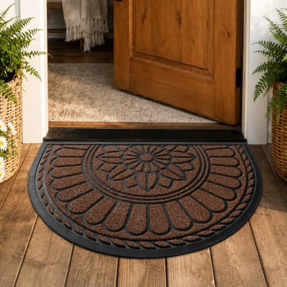 Mibao Half Round Door Mat, 47"x32", Coffee, Non-Slip Welcome Entrance - color: Coffee, size: 2'8" x 3'11" (Semicircular)