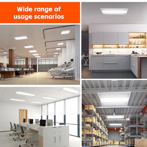 OKQ 2x2 LED Troffer Center Basket Panel,Color Tunable 3500K/4000K/5000K, Watt Adjustable, 30W/35W/40W-Up to 6000Lumens,0-10V Dimmable Recessed Back-Lit Drop Ceiling Light,ETL Qualified, 4Pack - size: 2X2 4Pack