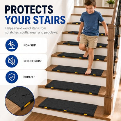 BESEA Rubber Stair Treads Non Slip 36" x 10" 5 Pack Outdoor Stair Treads - size: 5