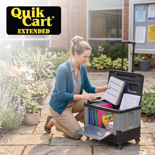dbest Products Quik Cart Extended Collapsible Rolling Crate - Gray & Black - color: Black, style: Extended