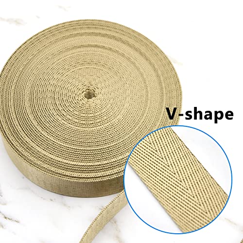 1 inch Buckles Straps Set with 10 Yards Nylon Webbing Strap,10 pcs Quick Side Release Plastic Buckle, 20 pcs Tri-glide Slide Clip for Luggage Strap, Backpack Replacement (Khaki) - color: Khaki