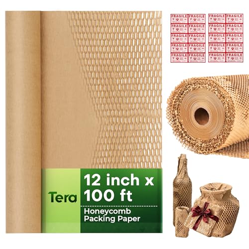Tera Honeycomb Packing Paper Eco-Friendly: 12" x 100' for Moving Packing - size: 12"x100ft