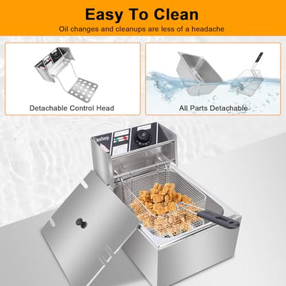 10QT Electric Deep Fryer for Chicken, Fries, and Onion Rings, Family Size