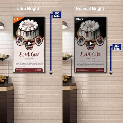 43inch Monitor Digital Signage Kiosk, 4K UHD Touchscreen IPS Advertising Display, 500nits High Brightness Wall Mount Digital Signage, CMS/U-Disk Plug&Play, USB/WiFi/HDMI Input, Android 11OS - size: 43" 4K 500nits Touchscreen