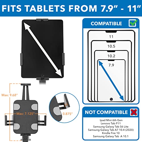 Mount-It! Anti-Theft Universal Tablet Floor Stand with Locking Clamp, Black