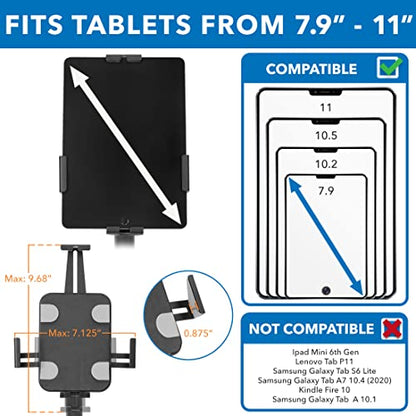 Mount-It! Anti-Theft Universal Tablet Floor Stand with Locking Clamp, Black