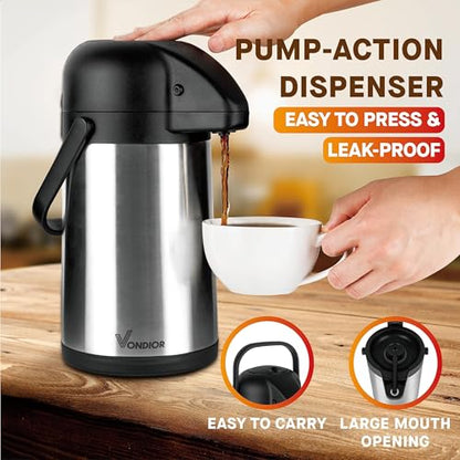 Coffee Carafe for Keeping Hot - 64oz/2L Airpot Coffee Dispenser with Pump