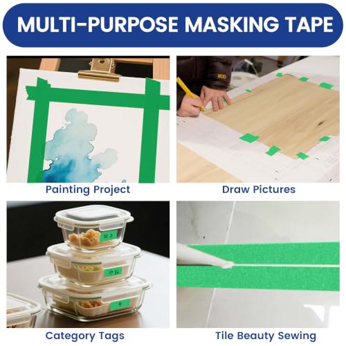 Adhes Green Masking Tape Painter Tape Dispenser 25mm x 50m - size: 1‘’ x 55yds
