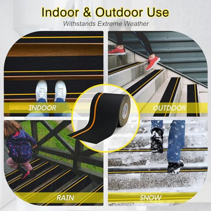 S&X Anti Slip Tape 6in x 60ft Grip Tape for Stairs & Ramps, Reflective - color: Black/Reflective, size: 6" X 60'