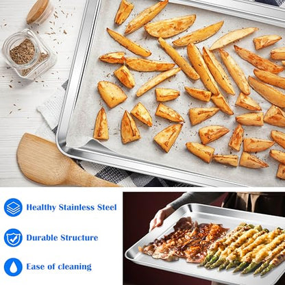 E-far Large Baking Sheet Set of 2, 20"x14" Stainless Steel Cookie Sheet - size: 19.7"x 13.8"