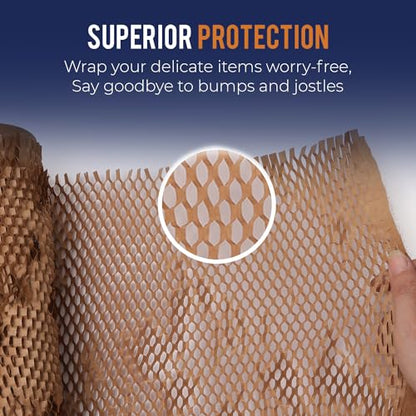 Honeycomb Packing Paper For Moving 12" x 35ft With Rope & Fragile Stickers - size: 12" x 35ft