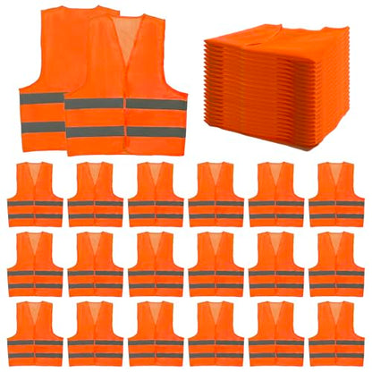 36 Pack High Visibility Safety Vests Mesh Security Vest with Reflective Silver Strips Construction Vest Bulk - color: Orange