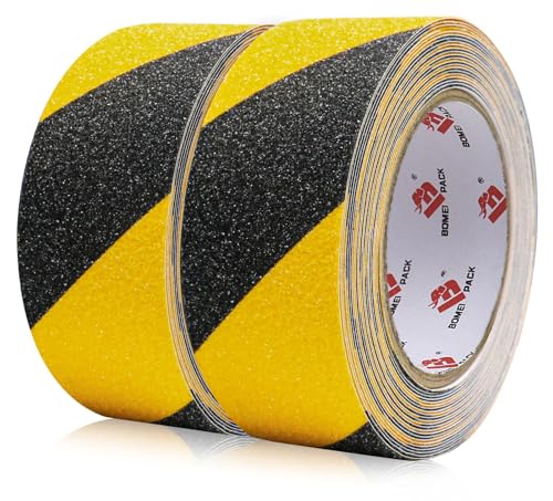 BOMEI PACK Anti Slip Traction Tape,2 Inch x 16.5 Ft,Heavy Duty Non Slip Tape,Grip Tape for Stairs, Tread Step, Indoor & Outdoor Use,Waterproof Stairs Non Skid Treads (Black & Yellow) - color: Black & Yellow