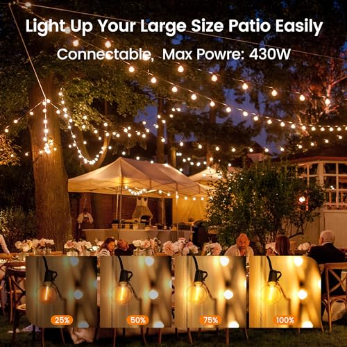 OHLUX Outdoor String Lights 220 Feet Patio Lights with 104 Edison LED G40 Globe Bulbs(4 Spares), 2200K Waterproof Connectable Edison Hanging Lighting for Backyard Balcony Outside Gazebo Party - size: 220FT