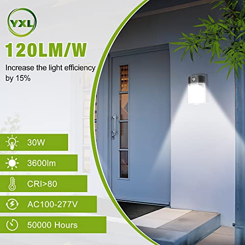 YXL 4PACK 30W 3600LM LED Wall Pack Lights with Dusk to Dawn Photocell, AC100-277V 5000K Wall Pack Lights Outdoor Led, IP65 Waterproof, ETL Listed, for Porch Garden Garage Warehouse Security Lighting - size: 30W 4Pack