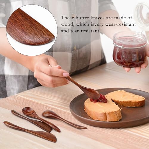 6Pcs Wooden Butter Knife Set, Solid Wood Butter Spreaders Spatulas